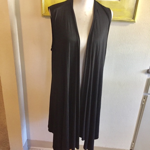 meaneor Tops - NEW long tunic length vest black knit fabric sz 1X